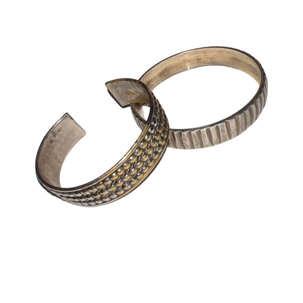 Two Vintagesilver Bangle Cuff Bracelets - image 1
